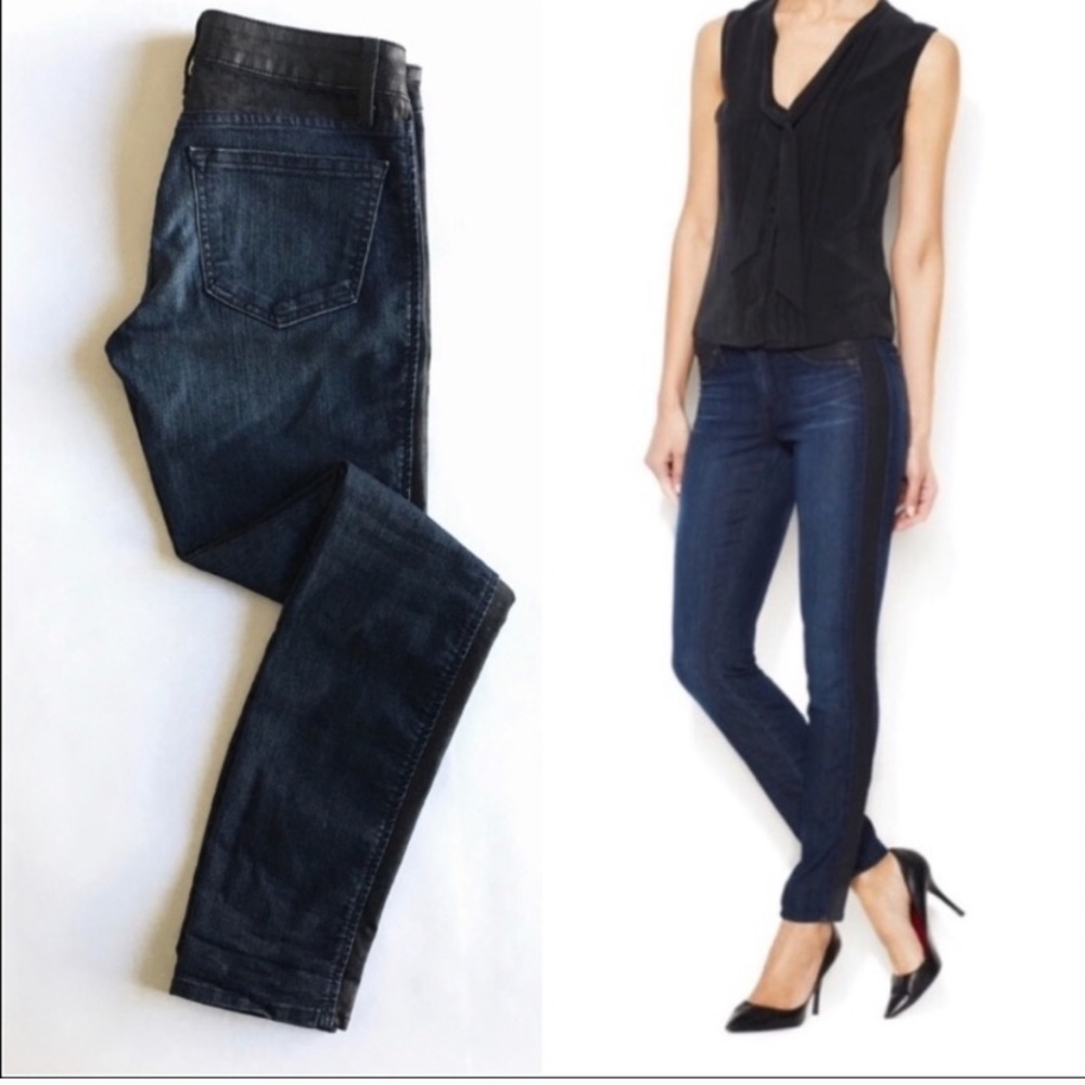 Rich & Skinny Denim Low Rise Dark Wash Panel Stripe Skinny Jeans sz 28
